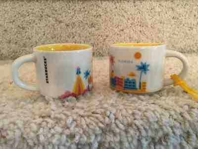 Starbucks 2015 Tiny Mini Mugs “You Are Here” Sunshine State Florida Lot of 2 - Sold on eBay Oct, 28th 2019 for $16.00