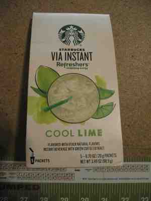 Starbucks Via Instant Refreshers Cool Lime Beverage 5 20g Single Serve Packets - Sold on eBay Oct, 28th 2019 for $26.00