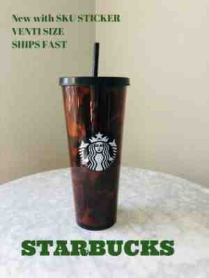 Starbucks Tortoise Leopard Shell Acrylic Cold Cup Tumbler Venti 24 oz NEW w SKU - Sold on eBay Oct, 28th 2019 for $42.00