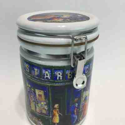 Rare STARBUCKS Ceramic Coffee Canister - Artist Rendition Seattle's Pike Place - Sold on eBay Oct, 28th 2019 for $30.12