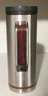 STARBUCKS COFFEE 2009 Stainless Steel Tumbler Wood Grain Handle 16 oz Travel Mug - Sold on eBay Oct, 28th 2019 for $29.99