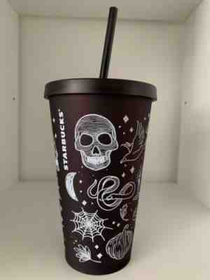 Starbucks Halloween 2019 Skull 16 Oz Tumbler Cup Purple/Black Spider Web RARE - Sold on eBay Oct, 28th 2019 for $38.00