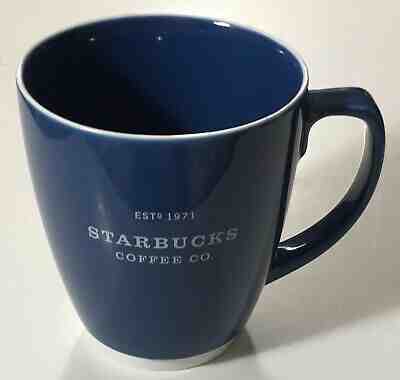 Starbucks 2007 Est 1971 Abbey Logo Large Blue & White Coffee Mug / Cup 18oz NEW - Sold on eBay Oct, 27th 2019 for $25.99