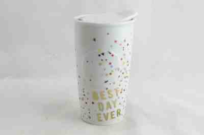 Starbucks 2015 Best Day Ever Ceramic Confetti Tumbler Coffee Travel W/ White Lid - Sold on eBay Oct, 27th 2019 for $18.99