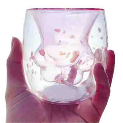 2019 Starbucks Sakura Pink Cat Paw Double Wall Glass Mug (w/o Starbucks logo) - Sold on eBay Oct, 27th 2019 for $23.99
