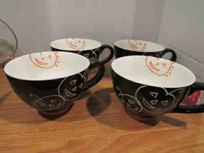 4 ~ Starbucks 2007 Halloween Pumpkin 10 Oz .Coffee/Tea Mugs Black Jack O Lantern - Sold on eBay Oct, 27th 2019 for $19.00