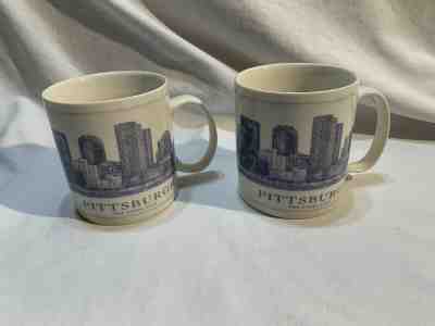Starbucks Coffee 2006 Mugs Set of 2 Pittsburgh The Steel City 18 Oz. Blue & Whit - Sold on eBay Oct, 27th 2019 for $21.99