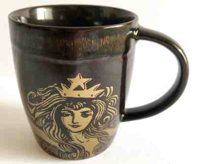 2012 Starbucks Siren Crown Mermaid Anniversary Gold Brown Mug Retired Coffee Cup - Sold on eBay Oct, 27th 2019 for $19.99