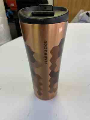 Starbucks Stainless Steel Tumbler Metallic Bronze 16 oz Cup Mug 2014 Twist Close - Sold on eBay Oct, 27th 2019 for $22.50
