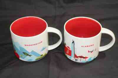 Pair Starbucks You Are Here Collection 14oz Mugs Washington & Alabama - Sold on eBay Oct, 27th 2019 for $19.49