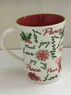 NWT Starbucks 2007 Christmas Holiday Coffee Mug Cup Love Joy Peace Red Green  - Sold on eBay Oct, 27th 2019 for $18.95