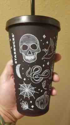 Starbucks Halloween 2019 Skull 16 Oz Tumbler Cup Purple/Black Spider collectable - Sold on eBay Oct, 27th 2019 for $40.00
