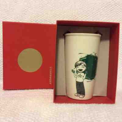 Starbucks Coffee Dot Collection Ceramic Travel Tumbler Boy Finger Painting   NEW - Sold on eBay Oct, 26th 2019 for $15.29