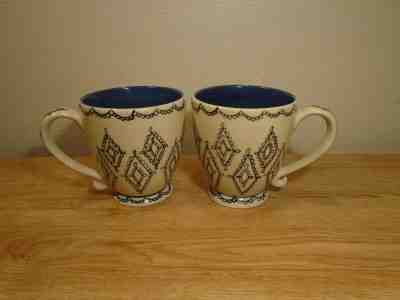 2 Starbucks Barista Mugs 2002 Black Diamond Lace Blue Inside - Sold on eBay Oct, 26th 2019 for $34.99
