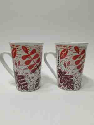 2X Starbucks Coffee Mug Cup Autumn Fall Rare Leaf Leaves Mocha Orange Purple  - Sold on eBay Oct, 26th 2019 for $19.99
