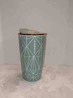 Starbucks 2017 Green Diamond Double Wall Ceramic Traveler Ceramic Tumbler 12 Fl  - Sold on eBay Oct, 26th 2019 for $44.99