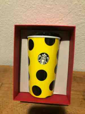 Starbucks Black & Yellow Tumbler Polka Dot Mug 12oz Cup - LIMITED EDITION - NEW - Sold on eBay Oct, 26th 2019 for $30.95