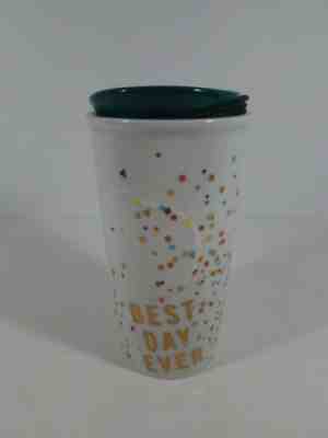 Starbucks Best Day Ever Ceramic Travel Coffee Cup Mug with Lid 2015 Discontinued - Sold on eBay Oct, 26th 2019 for $22.99