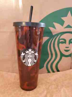 Starbucks Tortoise Shell Acrylic Cold Cup Tumbler Venti 24 oz 2019 Brown Black - Sold on eBay Oct, 26th 2019 for $34.99