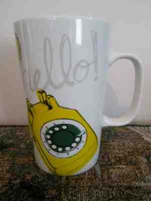 STARBUCKS Hello! Vintage Rotary Telephone Phone Yellow Tall Coffee Cup Mug, 2015 - Sold on eBay Oct, 26th 2019 for $24.99
