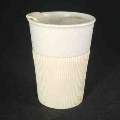 Starbucks 2013 VIA White Snowflake Silicone Rubber Grip Travel Tumbler Cup 8 Oz - Sold on eBay Oct, 26th 2019 for $29.95