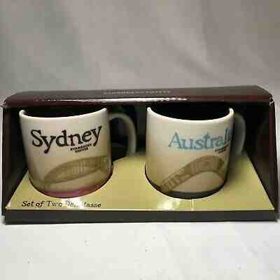 Starbucks Brand New Set of Two Demitasse Sydney Australia Mini Coffee Mugs 3oz - Sold on eBay Oct, 26th 2019 for $29.99