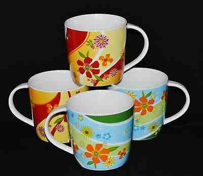 Starbucks 2007 Set Of 4 Bright Summertime Floral 15 oz Mugs XLNT - Sold on eBay Oct, 26th 2019 for $29.99