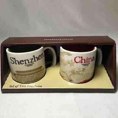 Starbucks Brand New Set of Two Demitasse Shenzhen China Mini Coffee Mugs 3oz - Sold on eBay Oct, 26th 2019 for $29.99