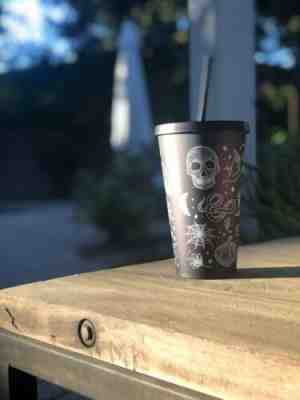 Starbucks Hard To Find Fall 2019 Halloween Skull Black Purple Tumbler Cold Cup - Sold on eBay Oct, 26th 2019 for $27.00