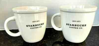 Starbucks Coffee 1971 Barista 2001 Lg  Ceramic Classic White Abby Cup Set of 2 - Sold on eBay Oct, 25th 2019 for $28.99