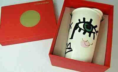 NEW Starbucks 2014 Winking Eye Siren Face Ceramic Travel Tumbler  - Sold on eBay Oct, 25th 2019 for $18.00