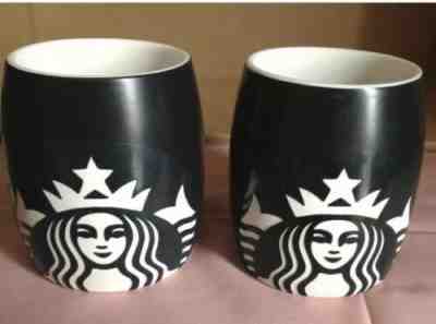 TWO 2011 STARBUCK BLACK MATTE BARREL COFFEE MUGS 12OZ. ETCHED MERMAID SIREN - Sold on eBay Oct, 25th 2019 for $19.99