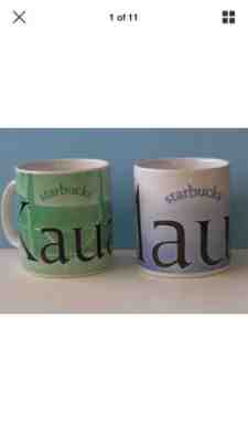 Lot of 2 Starbucks Hawaii Mugs 2008 Maui White Blue Surfer & 2007 Kauai Beach - Sold on eBay Oct, 25th 2019 for $39.95
