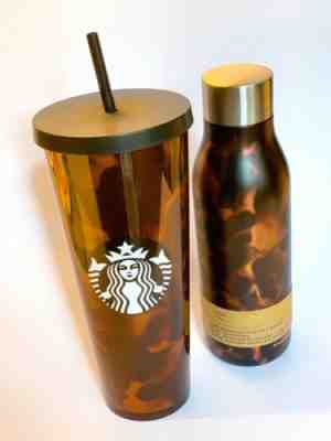 Starbucks Tortoise Shell Venti Tumbler & Stainless Steel Water Bottle Set 2019 - Sold on eBay Oct, 25th 2019 for $67.00
