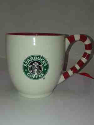 Starbucks Coffee Mug Christmas Holiday 2010 Candy Cane Handle, Snowflake,Red - Sold on eBay Oct, 25th 2019 for $21.90