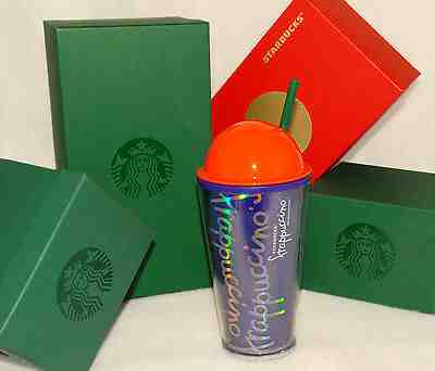 STARBUCKS - 2016 - Purple Orange Dome Lid  FRAPPUCCINO Cold Cup Grande 16 oz NEW