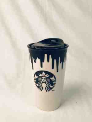Starbucks Band of Outsiders 12 oz Hot Cup Ceramic Tumbler 2014 White Drip Black - Sold on eBay Oct, 25th 2019 for $29.97