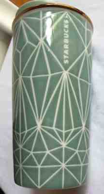 Starbucks Dimond Green/Gold Ceramic Cup Coffee Tea Cocoa-Take /W 12oz With Lid - Sold on eBay Oct, 24th 2019 for $19.99