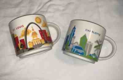 2x Collectible Starbucks Mugs; You Are Here St. Louis & Charlotte - Sold on eBay Oct, 24th 2019 for $19.99