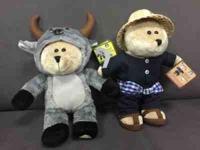 2016 Starbucks THAILAND Exclus Bearista Bear Buffalo & Farmer Set of 2 -No Card - Sold on eBay Oct, 24th 2019 for $104.99