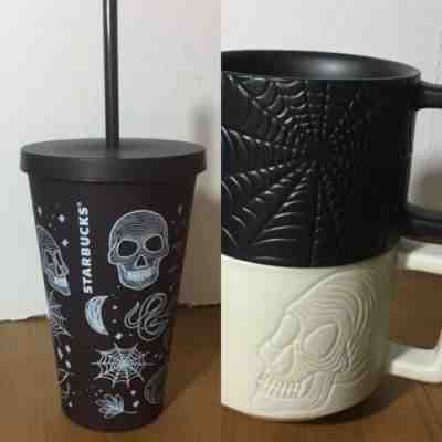 2019 Starbucks Halloween Skull Tumbler 16oz Purplish Black  And Skull/web Mugs - Sold on eBay Oct, 24th 2019 for $59.99
