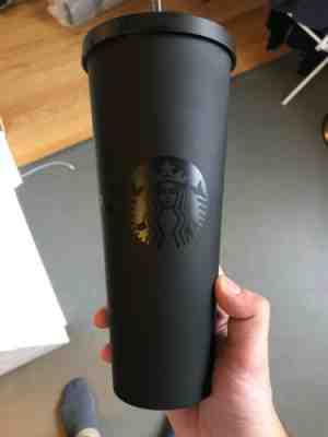 Starbucks Travel Cup Matte Black 24 Oz Travel Tumbler Perfect For Halloween - Sold on eBay Oct, 24th 2019 for $39.97