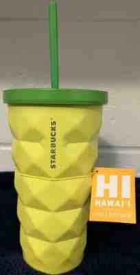 STARBUCKS HAWAII 16 OZ. YELLOW & GREEN PINEAPPLE METAL TUMBLER! NEW WITH TAGS!!! - Sold on eBay Oct, 24th 2019 for $50.00