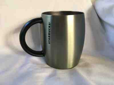 Starbucks 2013 Brushed Stainless Steel Barrel Desk Mug Rubber Handle 14 oz - EUC - Sold on eBay Oct, 24th 2019 for $16.99