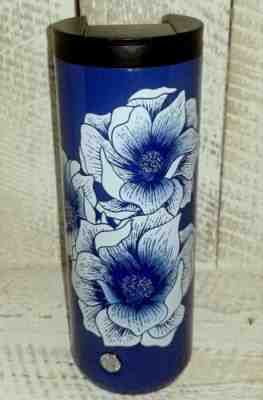 NEW STARBUCKS 16 oz STAINLESS STEEL INSULATED METALLIC BLUE FLORAL 2019 TUMBLER - Sold on eBay Oct, 24th 2019 for $15.99