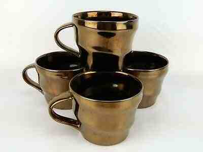 (4) Starbucks Coffee 2013 Metalic Copper Bronze Porcelain 12 oz Cups Mugs - Sold on eBay Oct, 24th 2019 for $19.95
