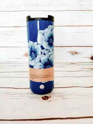 NWT | Starbucks Stainless Steel Blue Floral Vacuum Insulated Tumbler - 16oz  - Sold on eBay Oct, 24th 2019 for $34.95