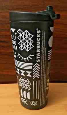 Starbucks Coffee 2017 Travel Tumbler - Black Stainless Steel with White Graphics - Sold on eBay Oct, 24th 2019 for $19.95