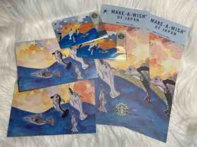 STARBUCKS Japan 2003 Make a Wish Dolphin 2 Gift Cards Matching Sleeves Brochures - Sold on eBay Oct, 23rd 2019 for $126.94