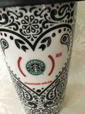 Starbucks Coffee 2010 Johnathan Adler Red Heart Paisley Ceramic Travel Tumbler - Sold on eBay Oct, 23rd 2019 for $26.99